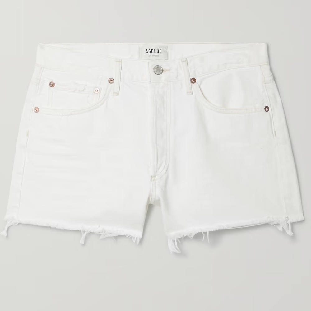 Agolde white denim shorts